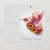Humming Vogel fliegt Denken Sie an Sie Postkarte (Vorne/Hinten)