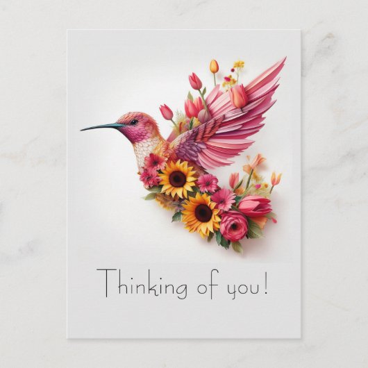 Humming Vogel fliegt Denken Sie an Sie Postkarte (Vorderseite)