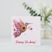 Humming Vogel fliegt Happy Birthday (Stehend Vorderseite)