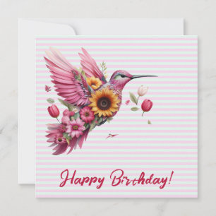 Humming Vogel fliegt Happy Birthday