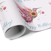 Humming Vogel fliegt Happy Birthday Geschenkpapier (Rolleneckpunkt)