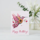 Humming Vogel fliegt Happy Birthday Postkarte (Stehend Vorderseite)