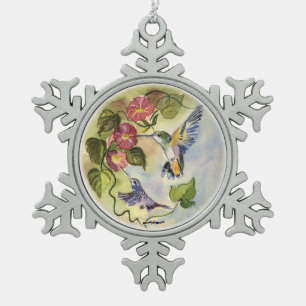 Humming Vögel Schneeflocken Zinn-Ornament