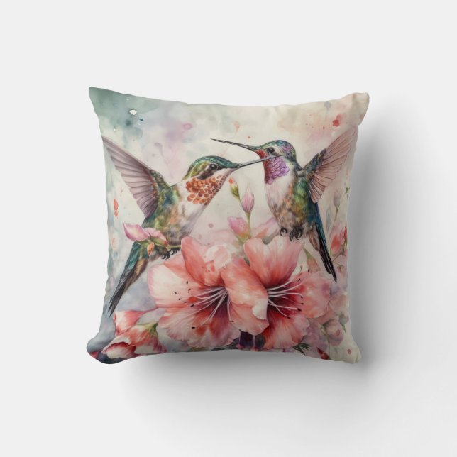 Humming Vögel und Blume Kissen (Vorderseite)