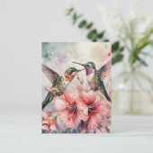 Humming Vögel und Blume Postkarte (Stehend Vorderseite)