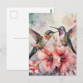 Humming Vögel und Blume Postkarte (Vorne/Hinten)