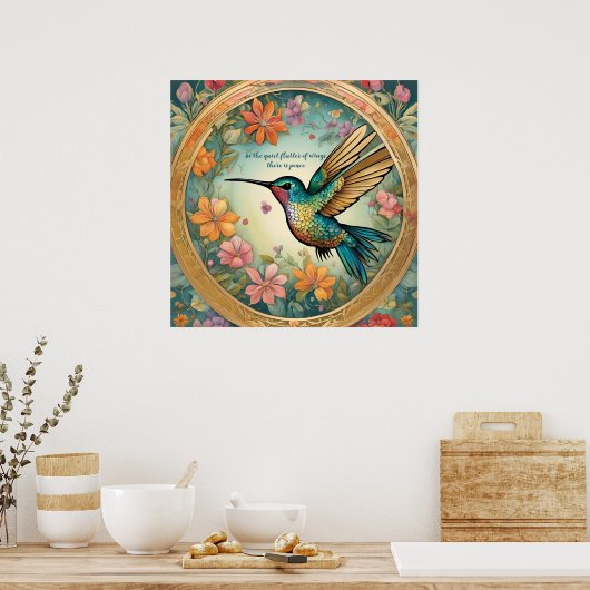 Hummingbird 5' Round Area Ruder Poster (Küche)