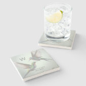 Hummingbird Add Monogram Name Steinuntersetzer (Seitenansicht)