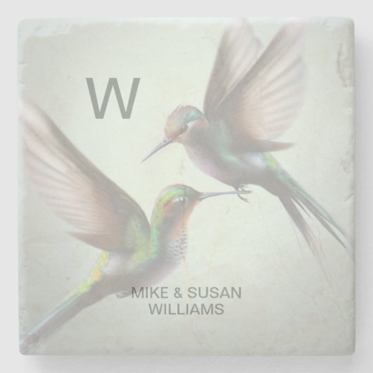 Hummingbird Add Monogram Name Steinuntersetzer (Vorderseite)