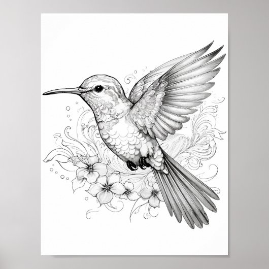 Hummingbird Adult Coloring Poster (Vorne)