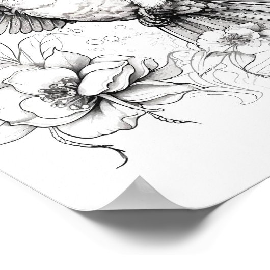 Hummingbird Adult Coloring Poster (Ecke)