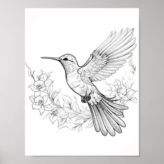 Hummingbird Adult Coloring Poster (Vorne)