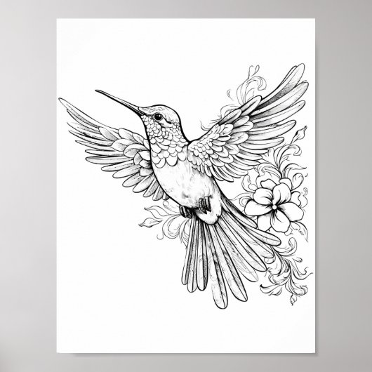 Hummingbird Adult Coloring Poster (Vorne)