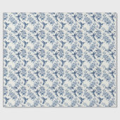 Hummingbird and Branches Blue Toile Chinoiserie Geschenkpapier (Flach)