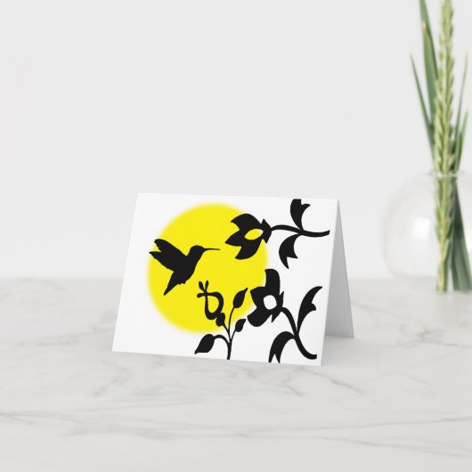 Hummingbird and flower silhouette art style karte (Vorderseite)