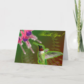 Hummingbird and Fuchsia Thank You Card Dankeskarte