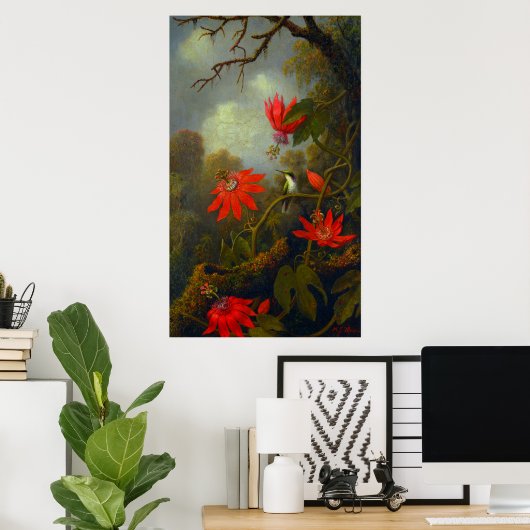 Hummingbird and Passionflowers (1875) Poster (Heimbüro)