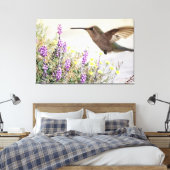 Hummingbird and Wildflowers Digital Art Leinwanddruck (Insitu (Schlafzimmer))