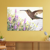 Hummingbird and Wildflowers Digital Art Leinwanddruck (Insitu (Wohnzimmer))
