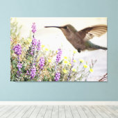 Hummingbird and Wildflowers Digital Art Leinwanddruck (Insitu (Holzboden))