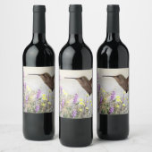Hummingbird and Wildflowers Digital Art Weinetikett (Flaschen)