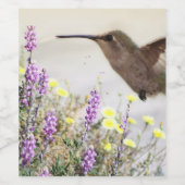 Hummingbird and Wildflowers Digital Art Weinetikett (Einzelnes Label)