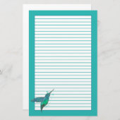 Hummingbird Aquamarin Blue Lined Briefpapier (Vorne/Hinten)