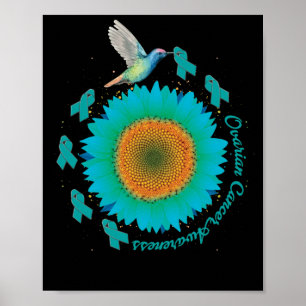 Hummingbird Aquamarine Ribbon-Ovarialkarzinom Poster
