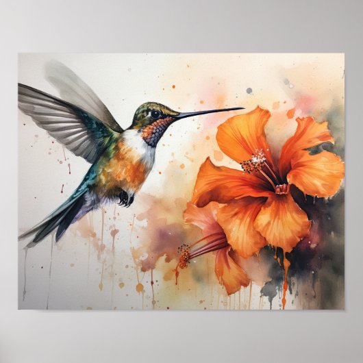 Hummingbird Aquarell Art Print Poster (Vorne)