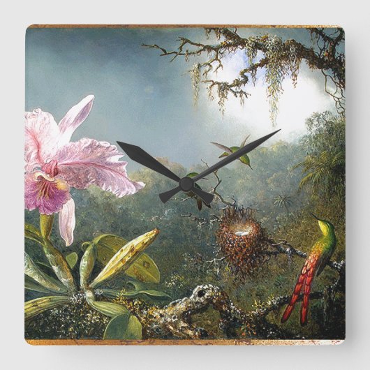 Hummingbird Art Wall Clock Quadratische Wanduhr (Vorderseite)