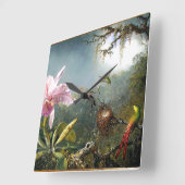Hummingbird Art Wall Clock Quadratische Wanduhr (Winkel)