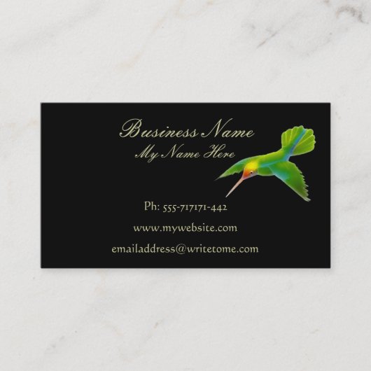 HUMMINGBIRD auf Black Business Cards Visitenkarte (Vorderseite)