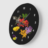 Hummingbird auf Blume Große Wanduhr (Winkel)