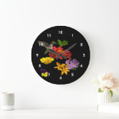 Hummingbird auf Blume Große Wanduhr (Zuhause)