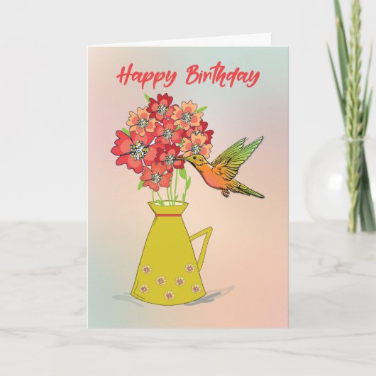 Hummingbird auf Blume Wundervoll zum Geburtstag Karte (Vorderseite)