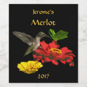 Hummingbird auf den Gartenanlagen Blume Weinkeller Weinetikett (Einzelnes Label)