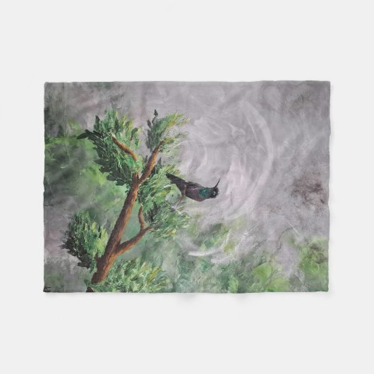 Hummingbird auf der Abzweigung der Blätter Fleecedecke (Vorderseite (Horizontal))