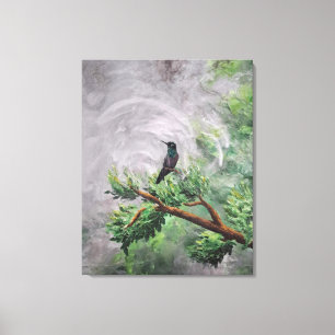 Hummingbird auf der Abzweigung der Blätter Leinwanddruck