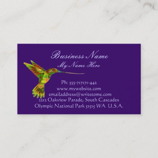 Hummingbird auf eleganten Visitenkarten Visitenkarte (Vorderseite)