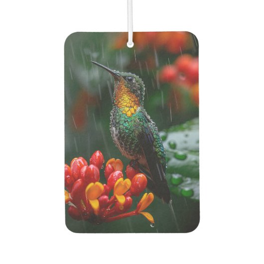 Hummingbird auf heller Blume Autolufterfrischer (Vorderseite)