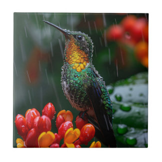 Hummingbird auf heller Blume Fliese
