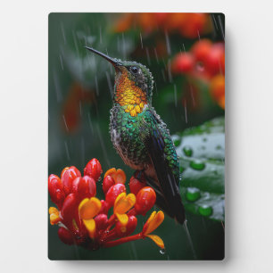 Hummingbird auf heller Blume Fotoplatte