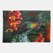 Hummingbird auf heller Blume Geschirrtuch (Horizontal)