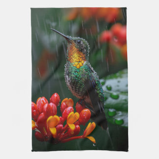 Hummingbird auf heller Blume Geschirrtuch