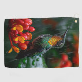 Hummingbird auf heller Blume Golfhandtuch (Horizontal)