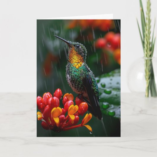 Hummingbird auf heller Blume Karte (Vorderseite)