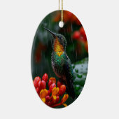 Hummingbird auf heller Blume Keramik Ornament (Rechts)