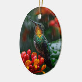 Hummingbird auf heller Blume Keramik Ornament (Links)