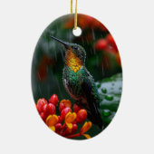 Hummingbird auf heller Blume Keramik Ornament (Hinten)