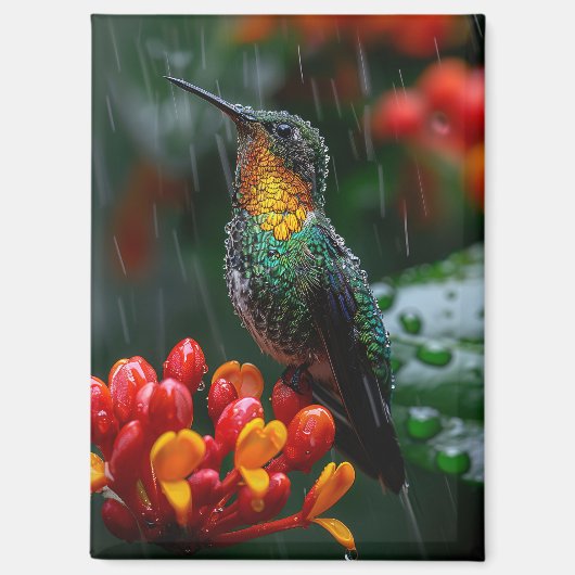 Hummingbird auf heller Blume Magnet (Vorderseite)
